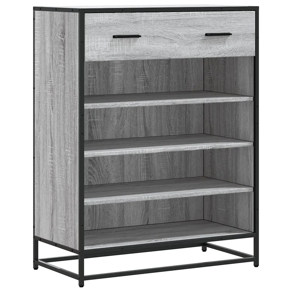 Scarpiera-Scaffale per scarpe Grigio Sonoma 75x38x97,5 cm Legno Multistrato Metallo 628133