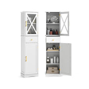 Mobiletto da bagno alto e stretto con cassetto 40 x 30 x 168 cm spazio di archiviazione ottimizzato design moderno in MDF bianco 20_0010281