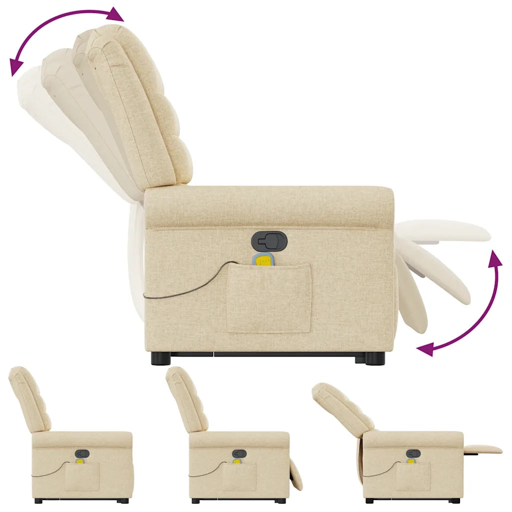 Poltrona Alzapersona Massaggiante Reclinabile Crema in Tessuto 3303332