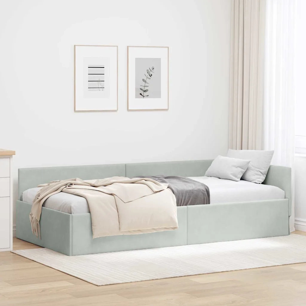 Cornice del letto ad angolo Grigio chiaro 90 cm x 200 cm