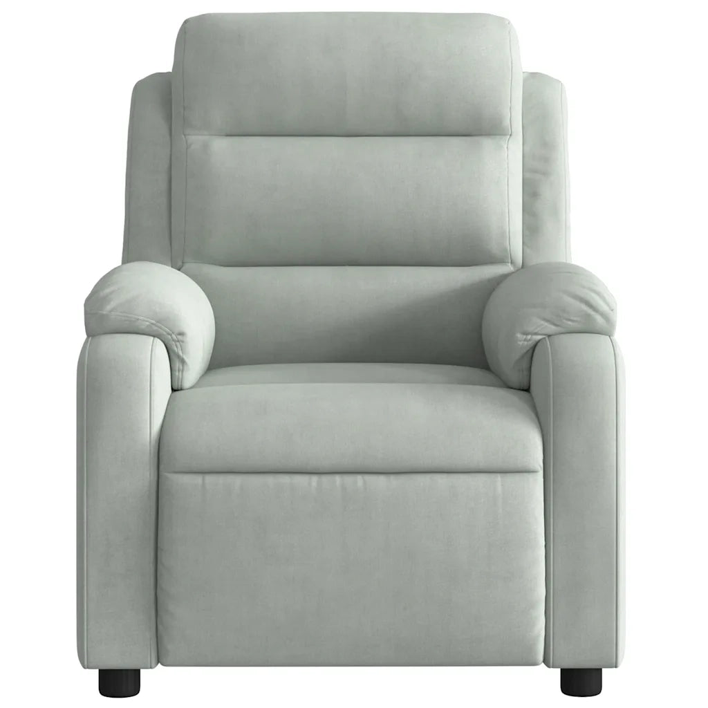 Divano Sedia-Poltrona Reclinabile Grigio Chiaro in Velluto 628996