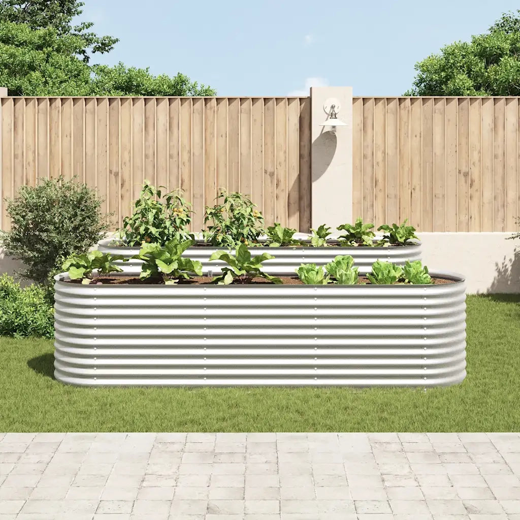 Fioriere | Cassetta per fiori | Letto Rialzato Giardino 320x80x81 cm in Acciaio Zincato Argento