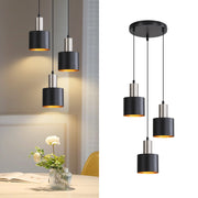 Lampada a sospensione ZMH da tavolo da pranzo E27 lampada a sospensione vintage 3 lampadine oro nero
