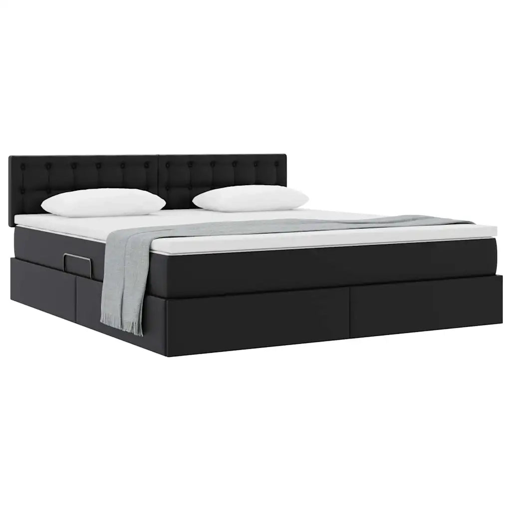 Letto con contenitore e materasso Nero 160 x 200 cm
