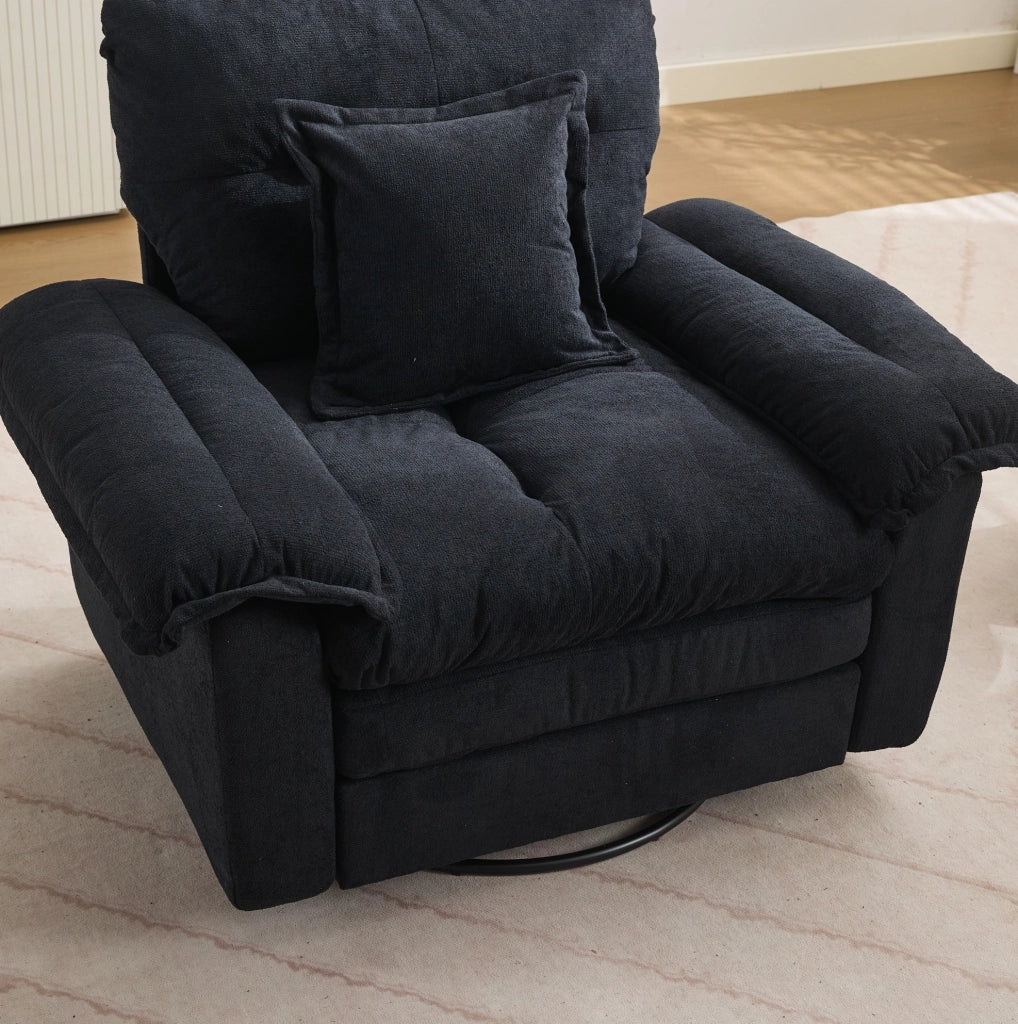 Poltrona girevole Chenille a 360° formato oversize con cuscino di supporto per soggiorno, camera e cameretta