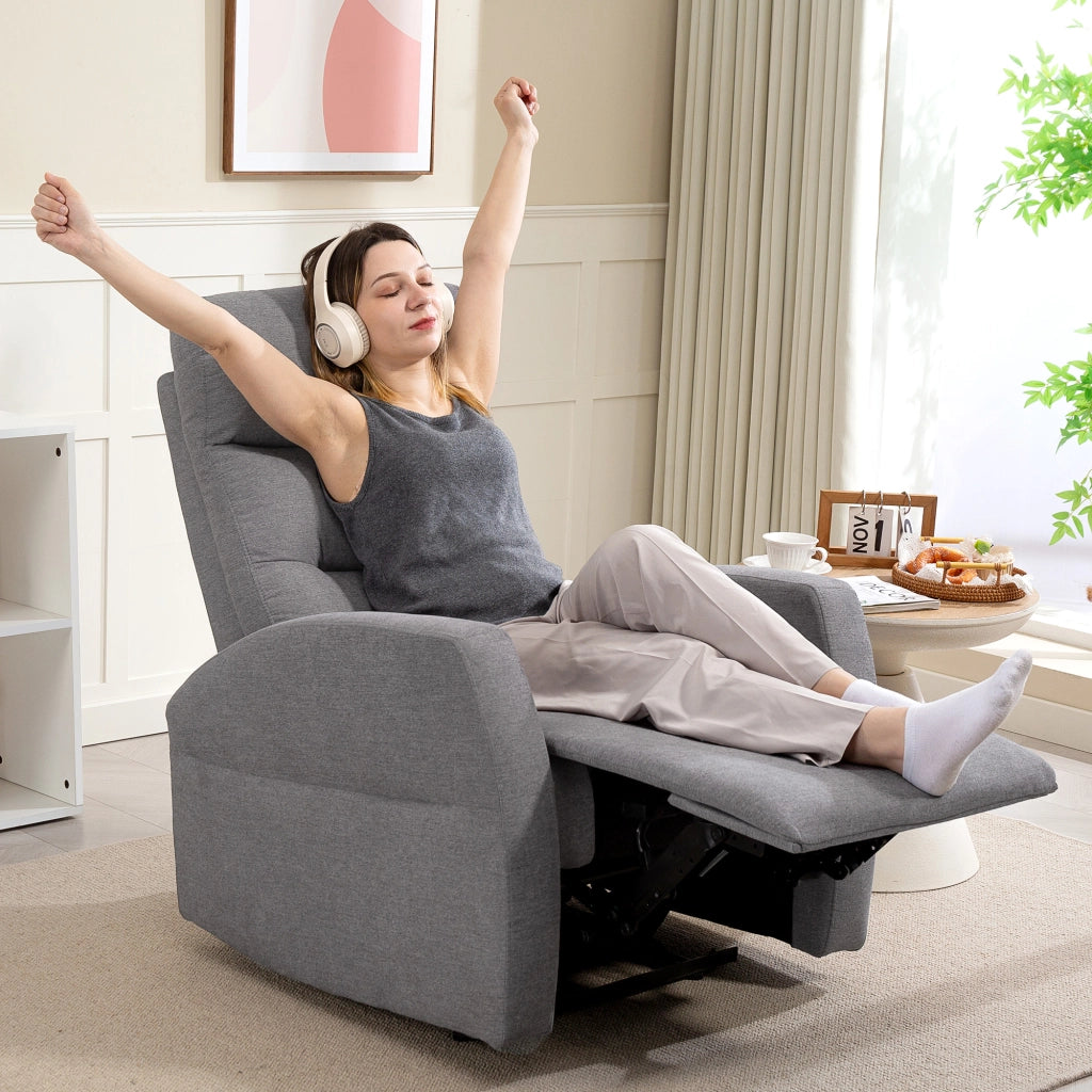 Poltrona Relax Reclinabile con Poggiapiedi ¨C Zephmum ¨C Grigio Scuro