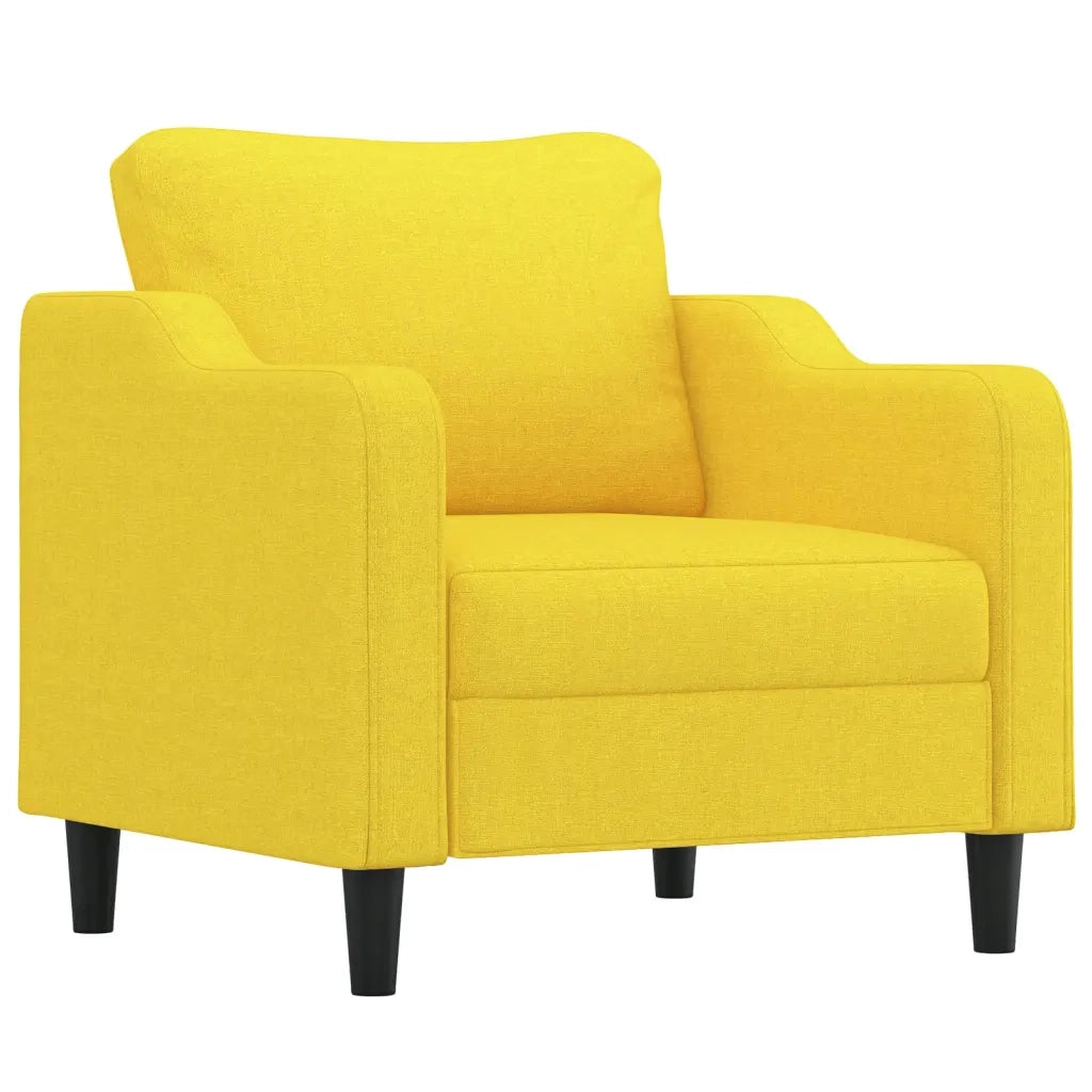 Set di Divani 3 pz con Cuscini Giallo Chiaro in Tessuto