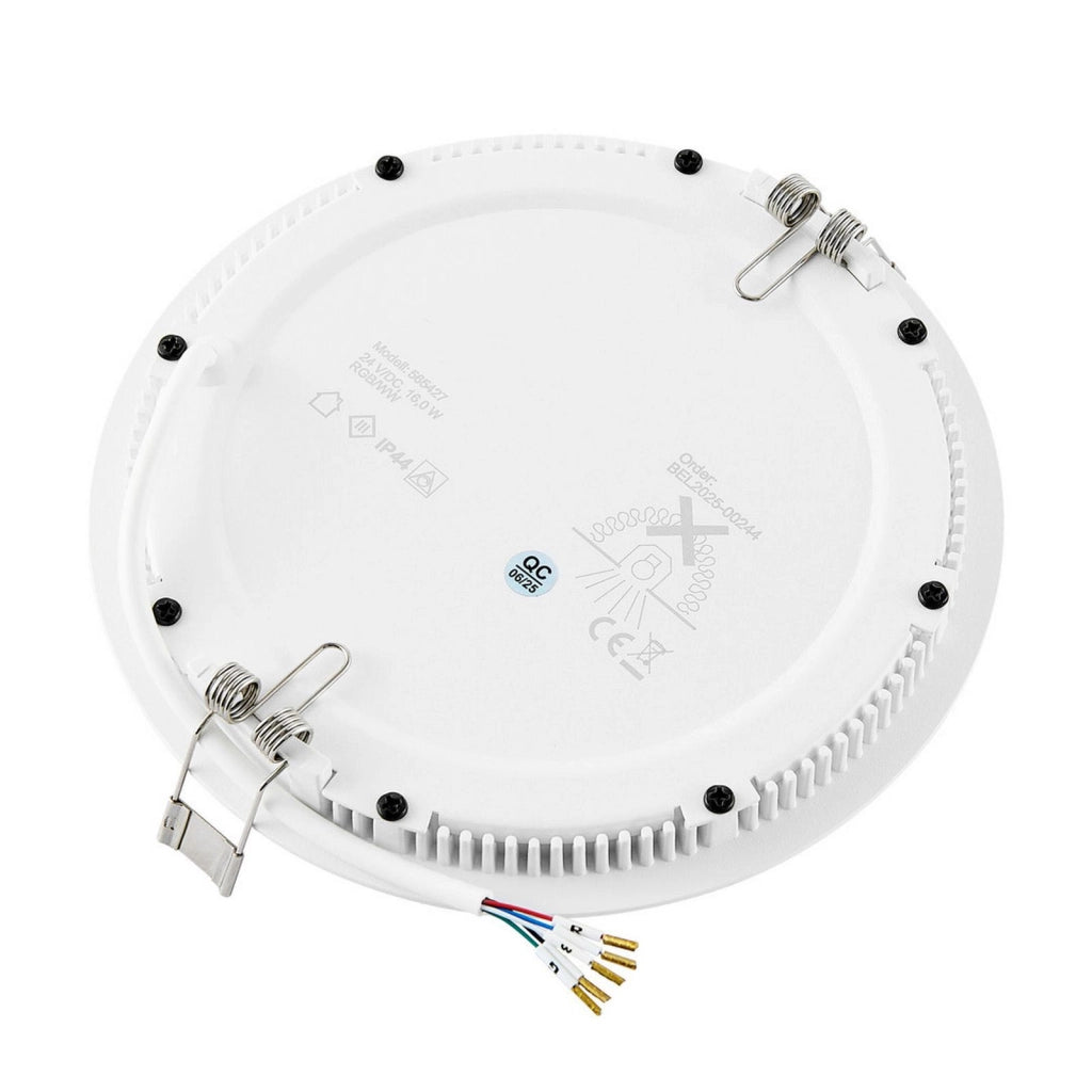 Faretto LED incasso pannello tondo slim DMX RGB multicolore luce calda 24V impermeabile cromoterapia box doccia bagno 16W foro 157mm