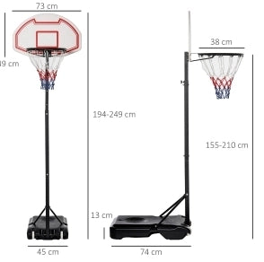 Canestro da basket regolabile con ruote e base zavorrabile