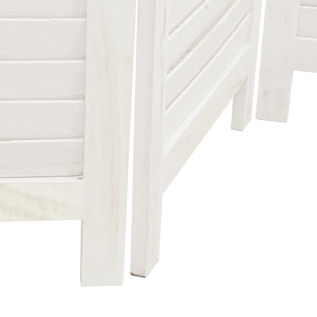 Divisorio Ambienti 4Pannelli Bianco Legno Massello di Paulownia