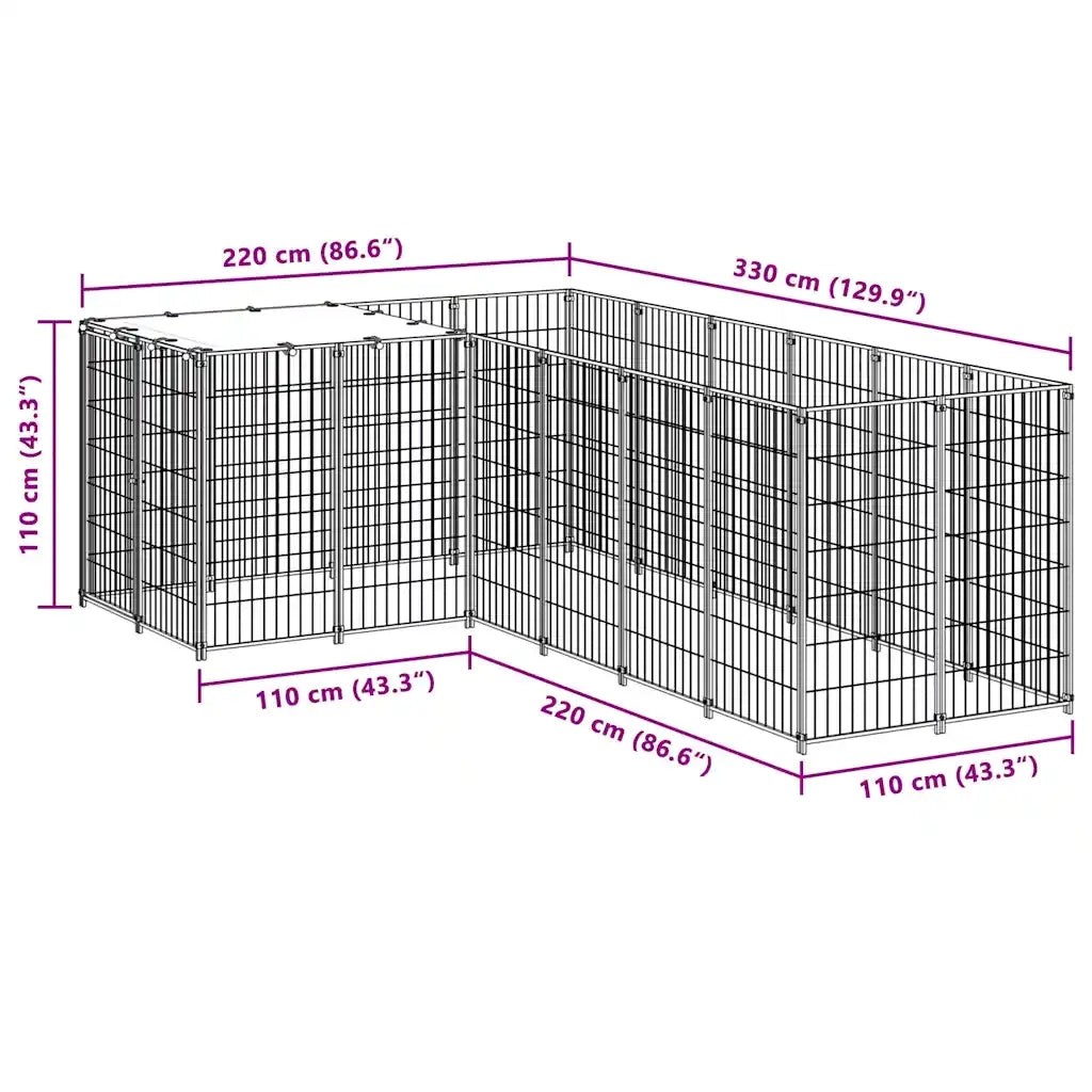 Gabbia per Cani Nera 4,84 mÂ² in Acciaio   cod mxl 52660