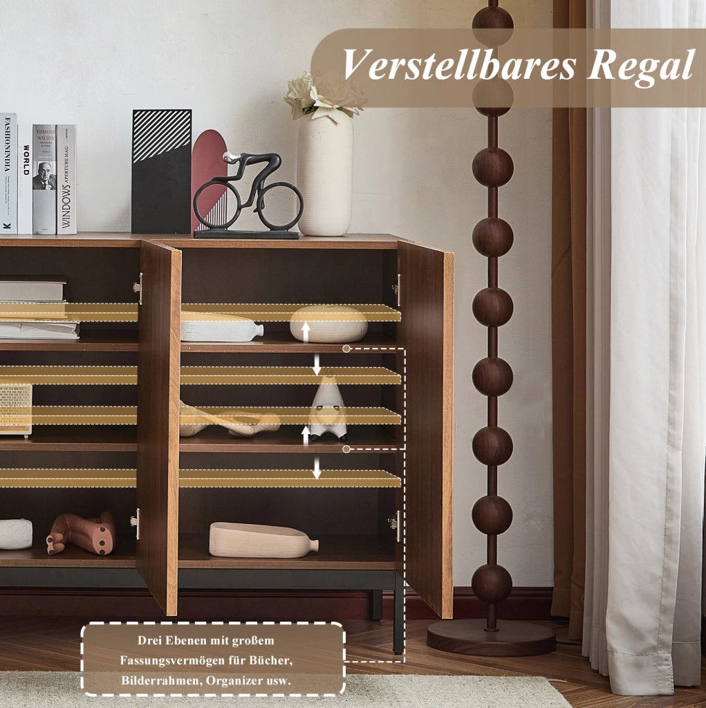 Credenza moderna marrone scuro 150x40x80 cm con ante ondulate