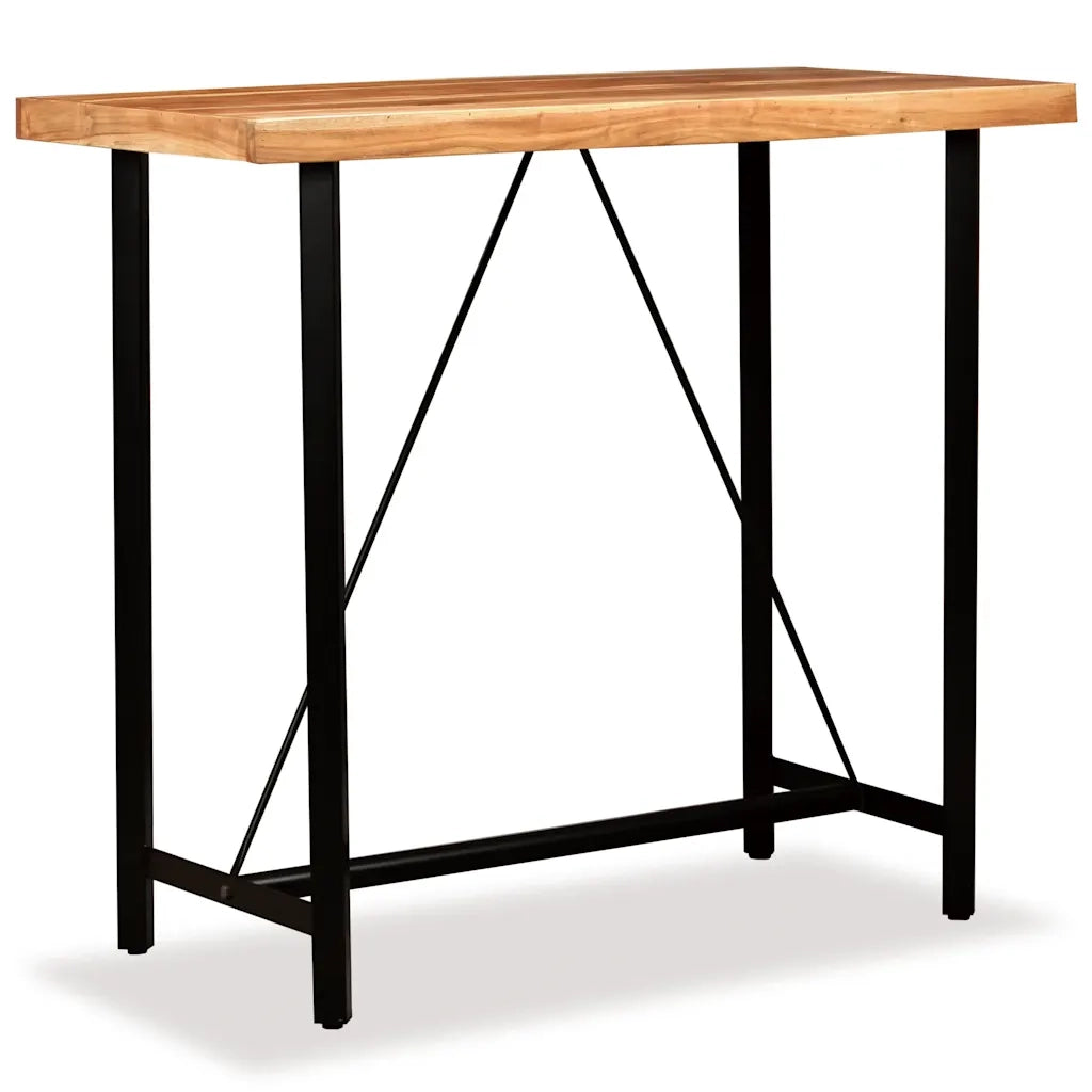Set da Bar 5 pz in Legno Massello di Acacia e Vera Pelle 275130