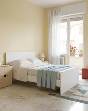 Letto easy con fascioni e pediera - Letto una piazza e mezzo 127 x 197 - Struttura Bianca - Rete e materasso esclusi_