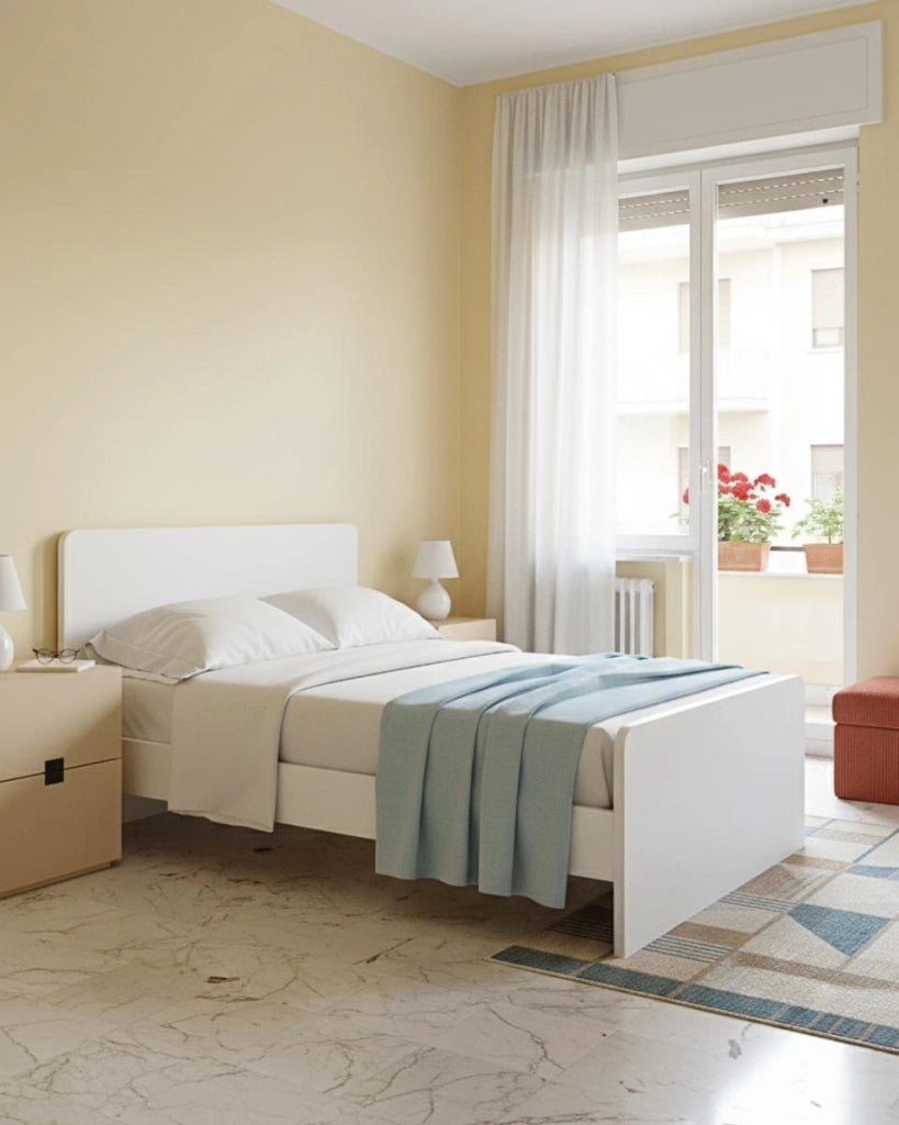 Letto easy con fascioni e pediera - Letto una piazza e mezzo 127 x 197 - Struttura Bianca - Rete e materasso esclusi_