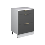 Mobile per mansarda Rion Antracite-oro/Bianco 60 x 83.8 cm senza inclinazione con 3 cassetti Vicco