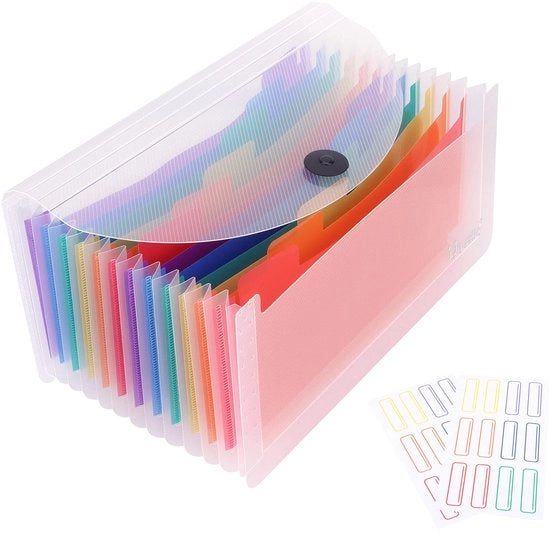 Map per documenti con 13 categorie - ventilamap per documenti, documenti, documenti, plastica, per la conservazione di ricevute, carte, buoni, fatture, assegni - 26 x 13 cm