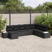 Set Divano da Giardino con cuscino 8 pcs Nero polyrattan 3355852