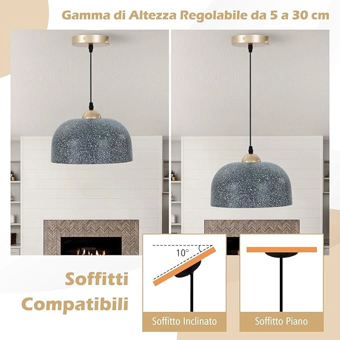 Lampadario a Sospensione, Lampada a Soffitto Appesa con Cavo Regolabile e Attacco E27, Lampadario Moderno per Cucina, Sala da Pranzo, Camera da Letto, Ingresso e Corridoio