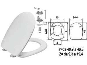 SEDILE WC IN TERMOINDURENTE PASSEPARTOUT BIANCO CERNIERE INOX H050  coprivaso copriwater SANIPLAST