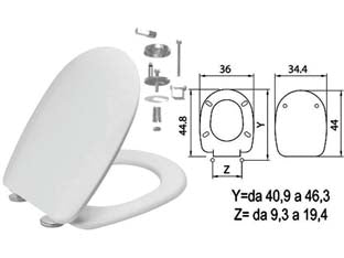 SEDILE WC IN TERMOINDURENTE PASSEPARTOUT BIANCO CERNIERE INOX H050  coprivaso copriwater SANIPLAST