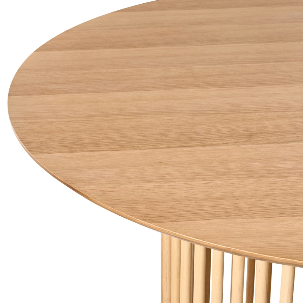 Tavolo da pranzo per sala da pranzo Cucina ø 110 cm Gambe in legno massello Impiallacciatura rovere chiaro