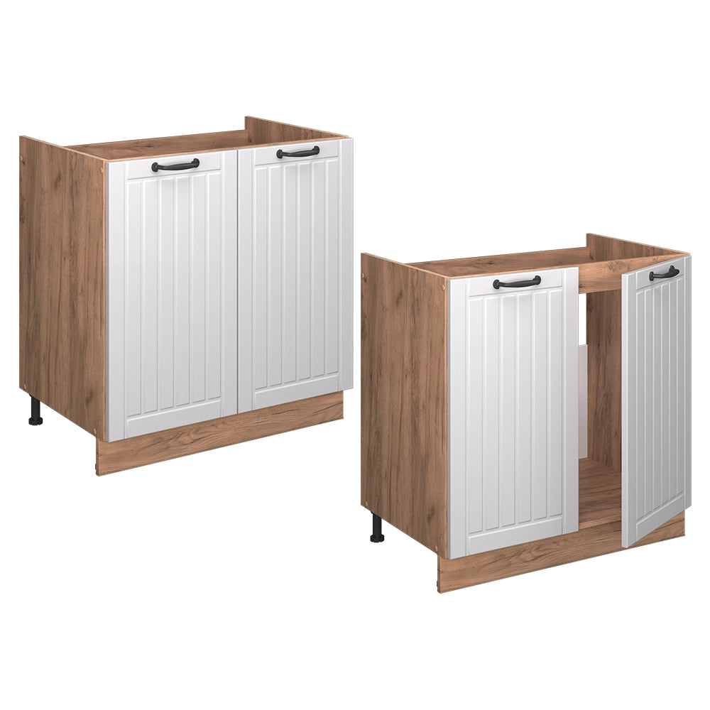 Vicco Mobile lavello cucina Bianco casa di campagna 80 cm , PL Marmo
