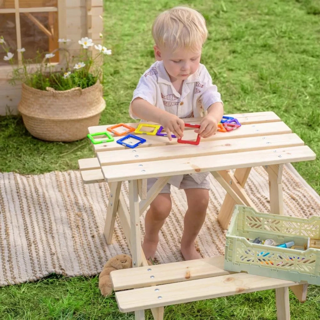 Tavolo da picnic per bambini in legno L81xL60xA50 cm - Timbela M012-1