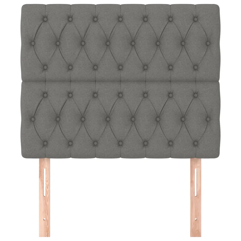 Testiera-Testata Decorativa Grigio Scuro 100x7x118/128 cm Tessuto
