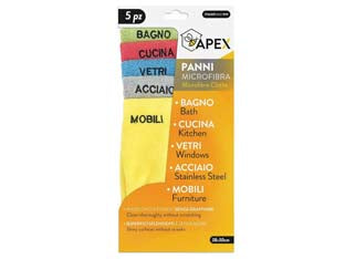 SET 5 PANNI MICROFIBRA CON DESTINAZIONI D'USO- - cm.38x30 - 6 pezzi APEX