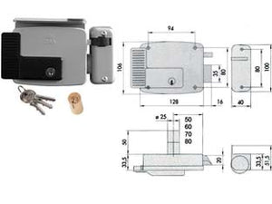 ELETTROSERRATURA PER CANCELLI CON TETTO VERNICIATA 11721 N7- - mm.50 SX (11721502N7) - 1 pezzi CISA