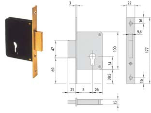 SERRATURA INFILARE A CILINDRO SOLO CATENACCIO 2 MANDATE 52310- - mm.50 (52310500) - 1 pezzi CISA