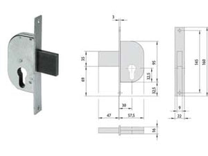 SERRATURA INFILARE PER CANCELLI SOLO CATENACCIO 42122- - mm.30 (42122300) - 2 pezzi CISA