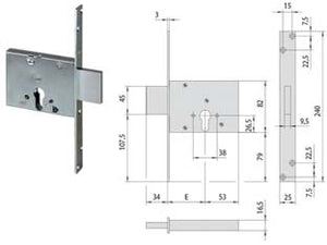 SERRATURA DA INFILARE A CILINDRO 56013- - mm.60 (56013600) - 1 pezzi CISA