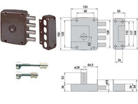 SERRATURA APPLICARE SOLO CATENACCIO DOPPIA MAPPA 57152- - mm.64 DX (157152601) - 1 pezzi CISA