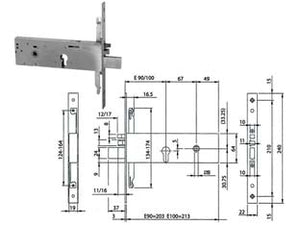 ELETTROSERRATURA TRIPLICE DA INFILARE PER FASCIA CIL.EU. MM.64 H 96392- - mm.100 (963920102) - 1 pezzi ISEO