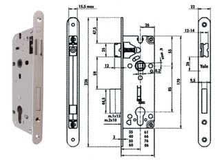 SERRATURA DA INFILARE A CILINDRO BORDO TONDO NICHELATO SATINATO 52X- - mm.40 (Y52X10400S2) - 1 pezzi YALE