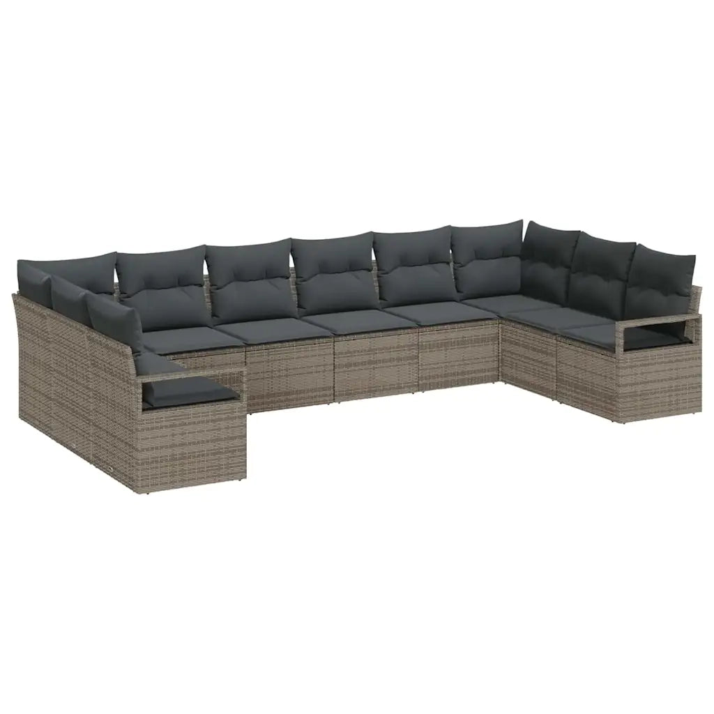 Set di divani con cuscino 10 pcs Grigio polyrattan 3346559
