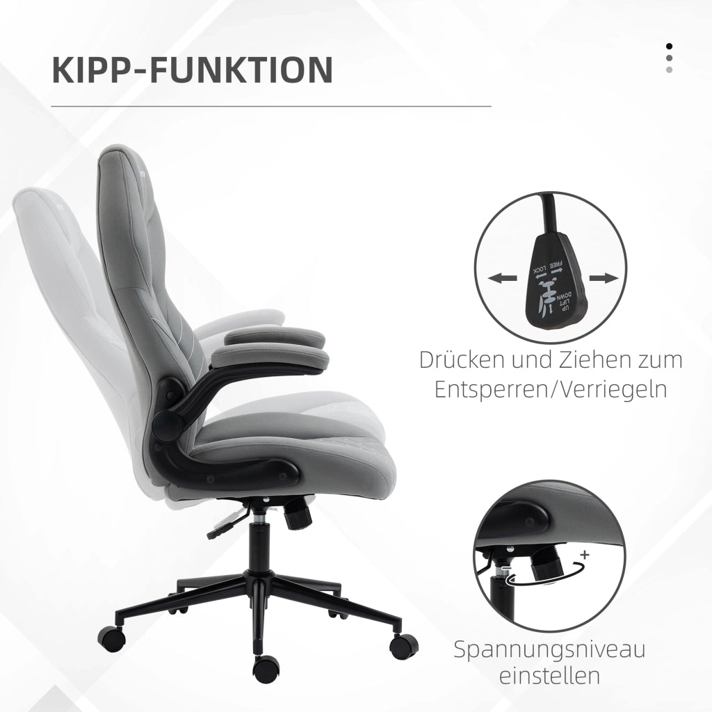 Sedia da Ufficio Regolabile ¨C Xylo ¨C Schienale Alto, Braccioli Pieghevoli, Grigio Chiaro