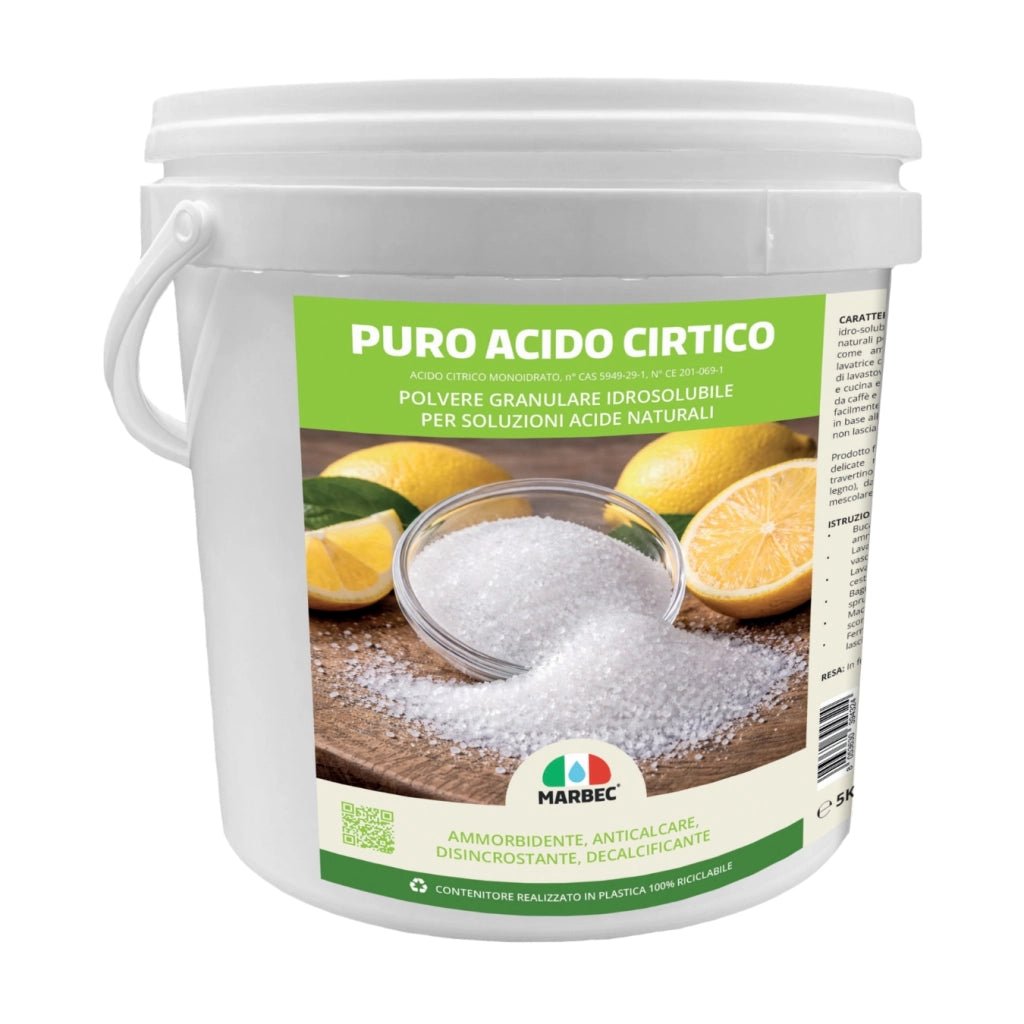 Detergente disincrostante versatile, anticalcare e ammorbidente naturale Marbec PURO ACIDO CITRICO - 5KG