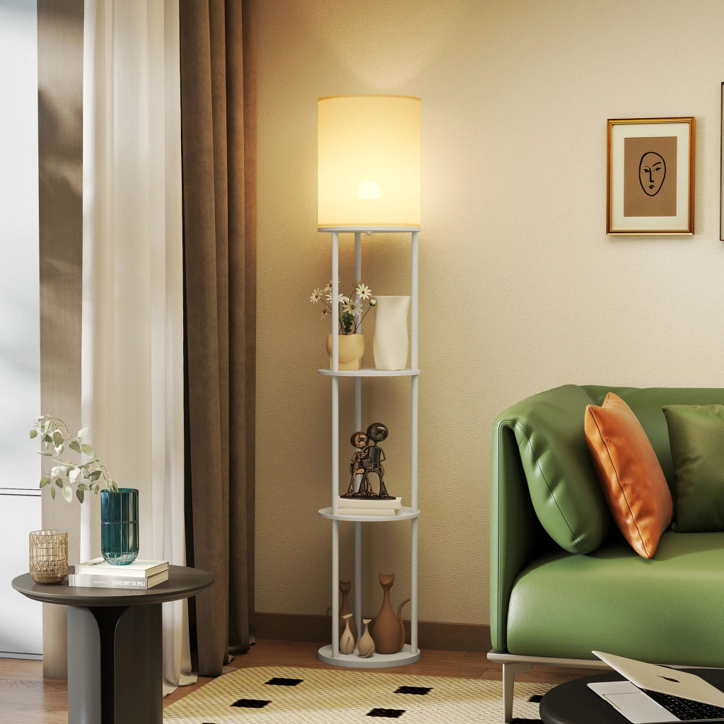Lampada da Terra con Mensole ¨C Xylo ¨C 3 Temperature di Colore con Telecomando Bianco
