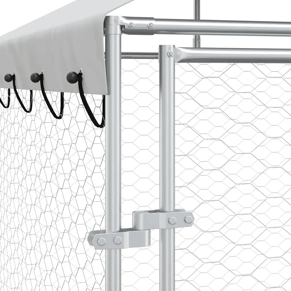 Cuccia Cani da Esterno Tetto Argento 6x2x2,5 m Acciaio Zincato 3190467