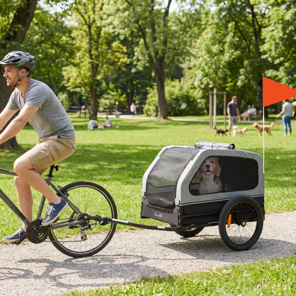 Rimorchio per Bicicletta Pieghevole per Cani ¨C zephmum ¨C Grigio 20kg