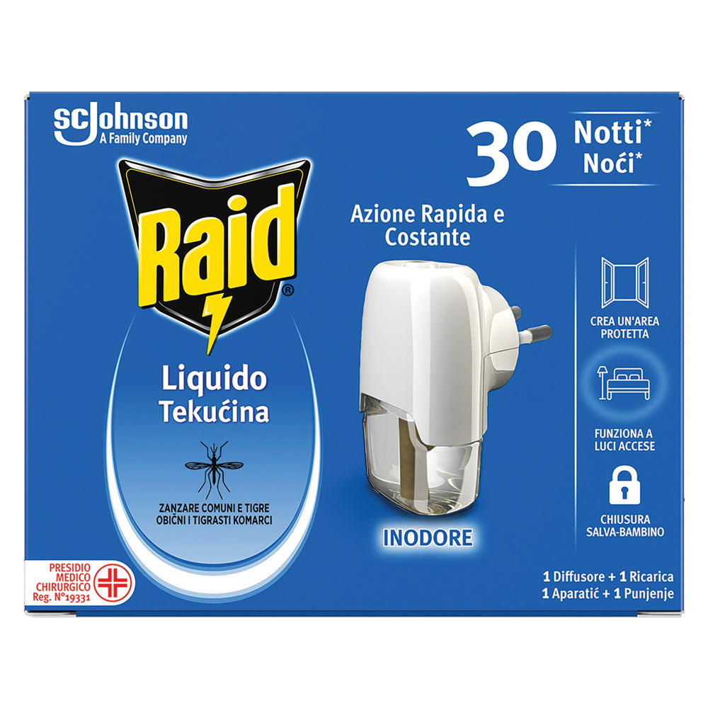 ANTIZANZARE ELETTRICO AD EMANAZIONE con 1 ricarica liquida  - RAID