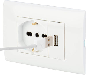 Presa elettrica da muro PolyPool PP6096X Placca incasso bianca USB e Schuko