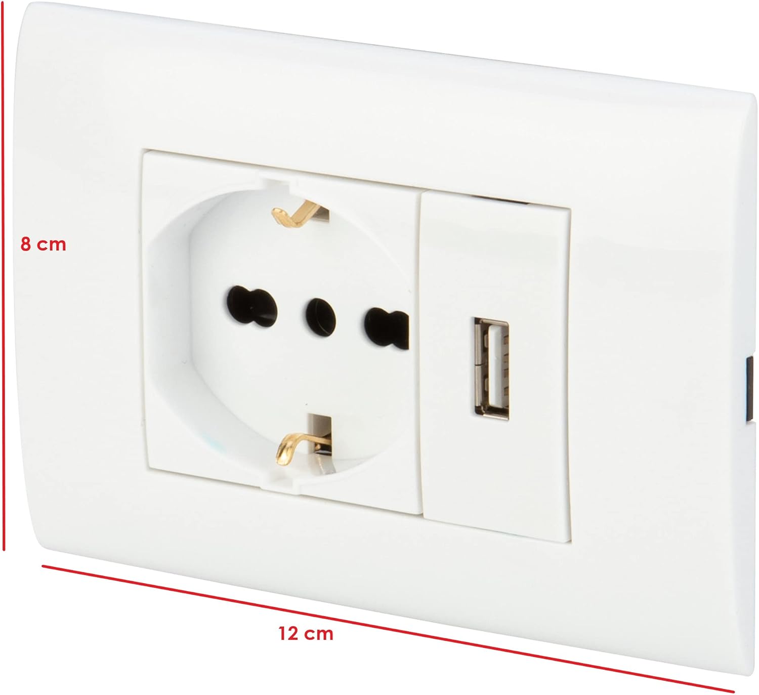 Presa elettrica da muro PolyPool PP6096X Placca incasso bianca USB e Schuko