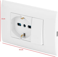 Presa elettrica da muro PolyPool PP6095X Placca incasso bianca pulsante e Schuko