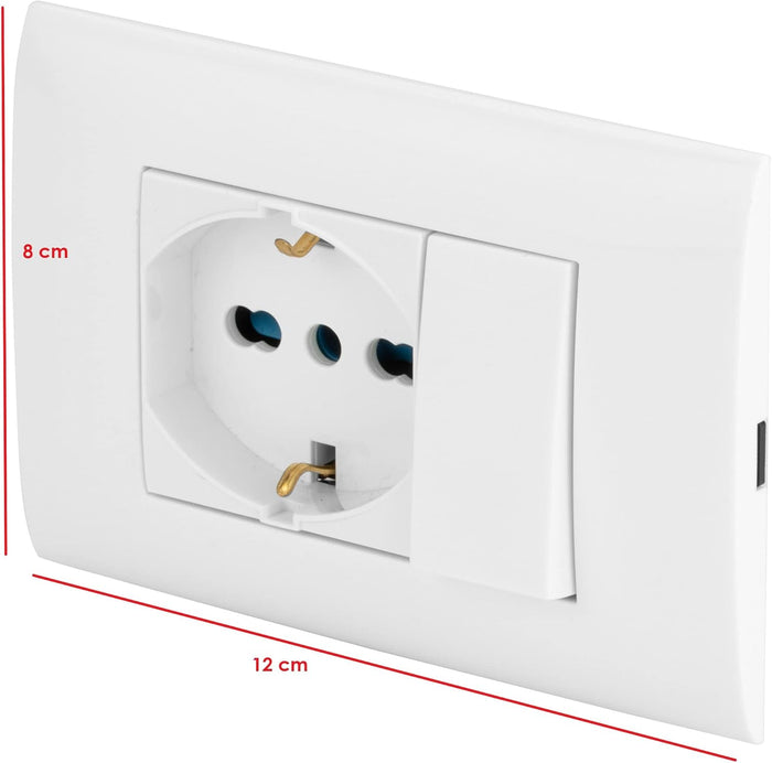 Presa elettrica da muro PolyPool PP6095X Placca incasso bianca pulsante e Schuko