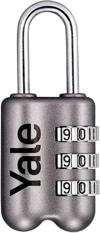 Yale LUCCHETTO DI SICUREZZA VALIGIA COMBINAZIONE mm. 23 Corpo lega zinco - Arco acciaio  Col. Grigio