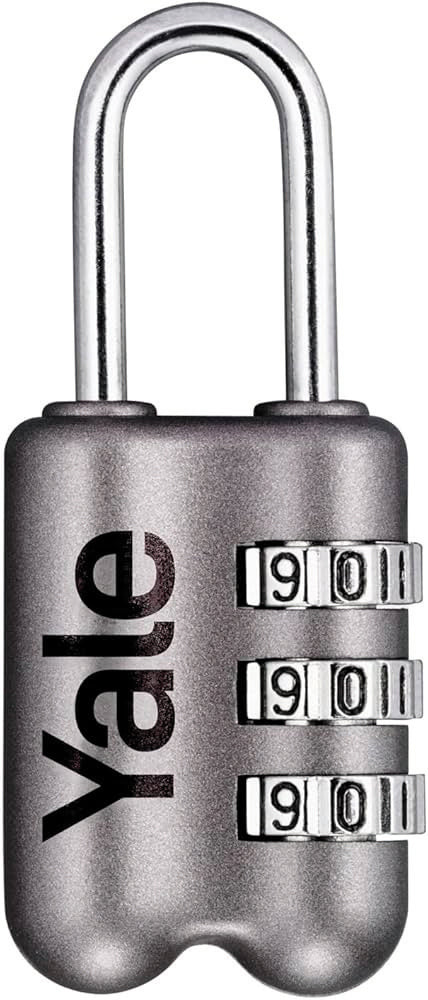 Yale LUCCHETTO DI SICUREZZA VALIGIA COMBINAZIONE mm. 23 Corpo lega zinco - Arco acciaio  Col. Grigio